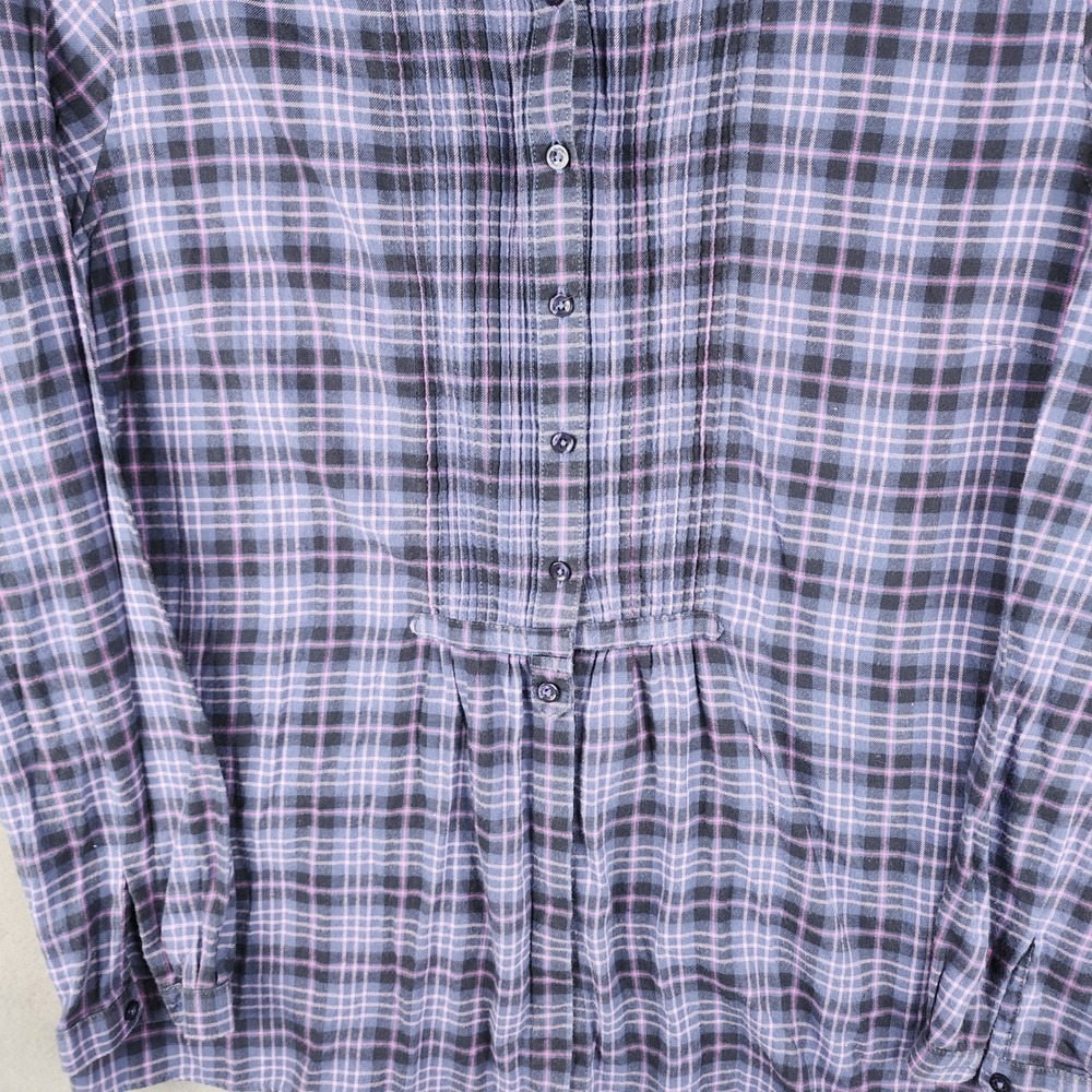 LLBean Womens Plaid Long‎ Sleeve Flannel Shirt L Blue Pink 100% Cotton Vintage - Picture 4 of 13
